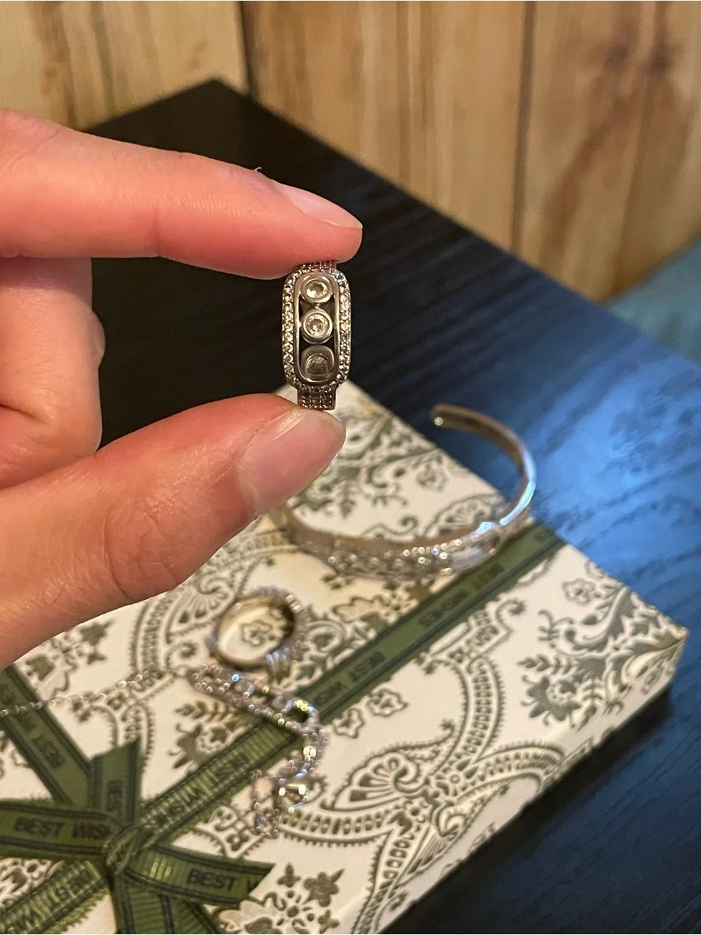 Silver Crystal Accent Bracelet and Ring Set - Elegant Silver Jewelry